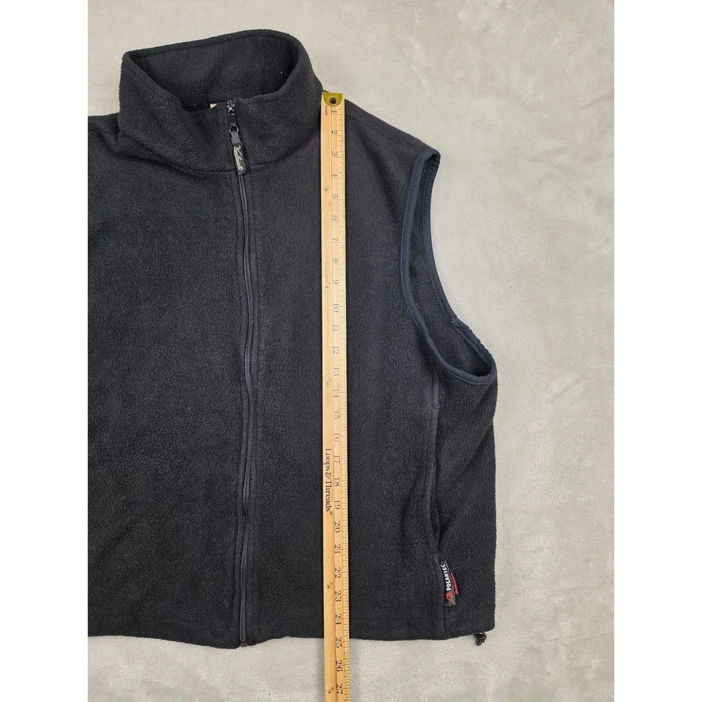 Woolrich Fleece Vest Men XL Black Polartec Full Zip Sleeveless Jacket Fits Short